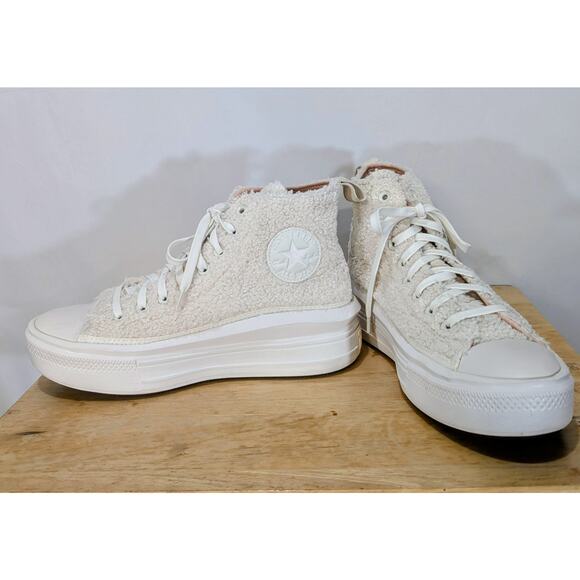Converse Chuck Taylor Move Sherpa Platform High Top White Pink Women’s 10 - Picture 1 of 9